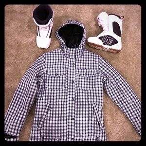 Snowboarding boots and jacket
